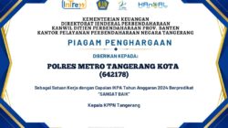 KPPN Tipe A1 Tangerang Beri Dua Penghargaan Kepada Polres Metro Tangerang Kota