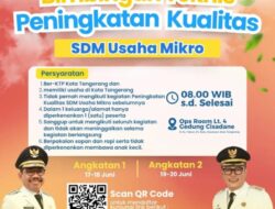 Pemkot Tangerang Buka Pendaftaran Bimtek Gratis untuk UMKM, Fokus Tingkatkan Kualitas SDM